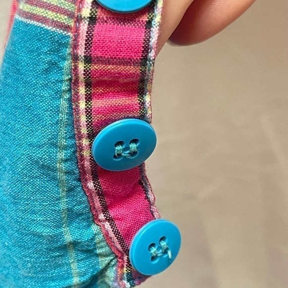 Vintage 1980’s Madras Plaid Cotton Romper Playsuit Pink, Blue, Green Size XS - Picture 11 of 16